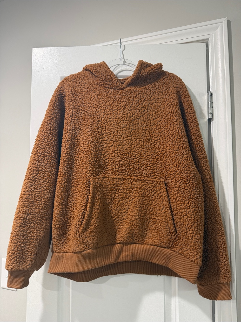 Plush Sherpa Hoodie Sweater - Chestnut Brown